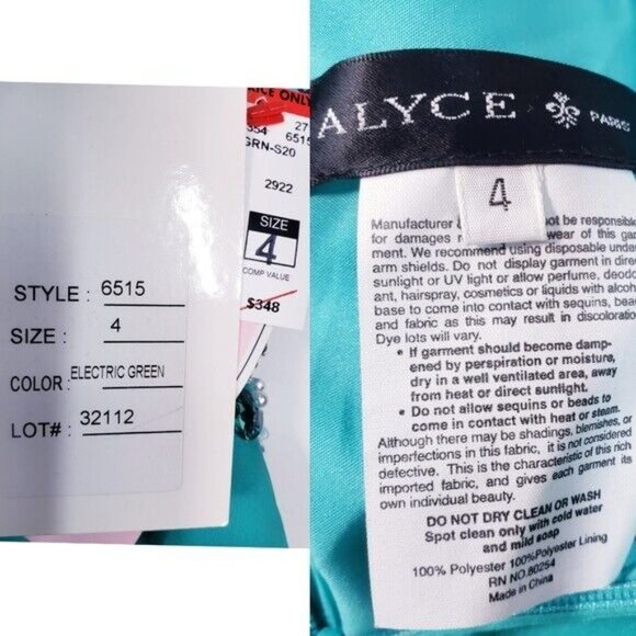 Green Long Gown Small Embellished Cut Out Evening Chiffon Alyce Paris 4 NWT$348 - Picture 4 of 12
